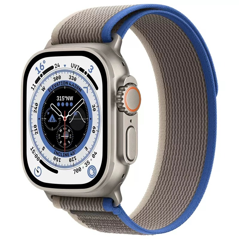

Biaodaige Часы Strap Apple Compatibility Nylon Material, Blue & Gray