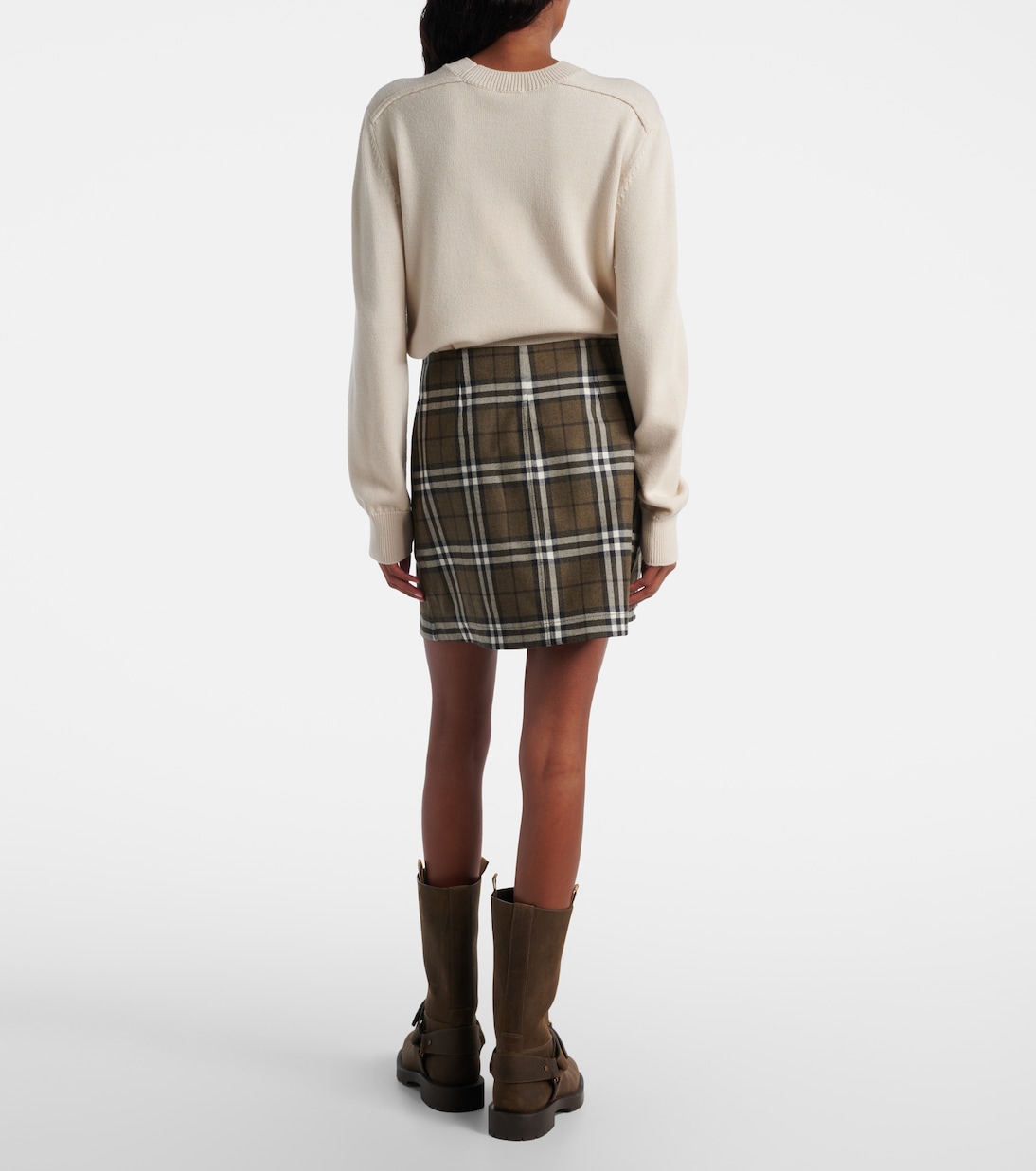 Мини-юбка из шерсти в клетку Burberry Burberry, Shrub/Yew Ip Check — фото 3