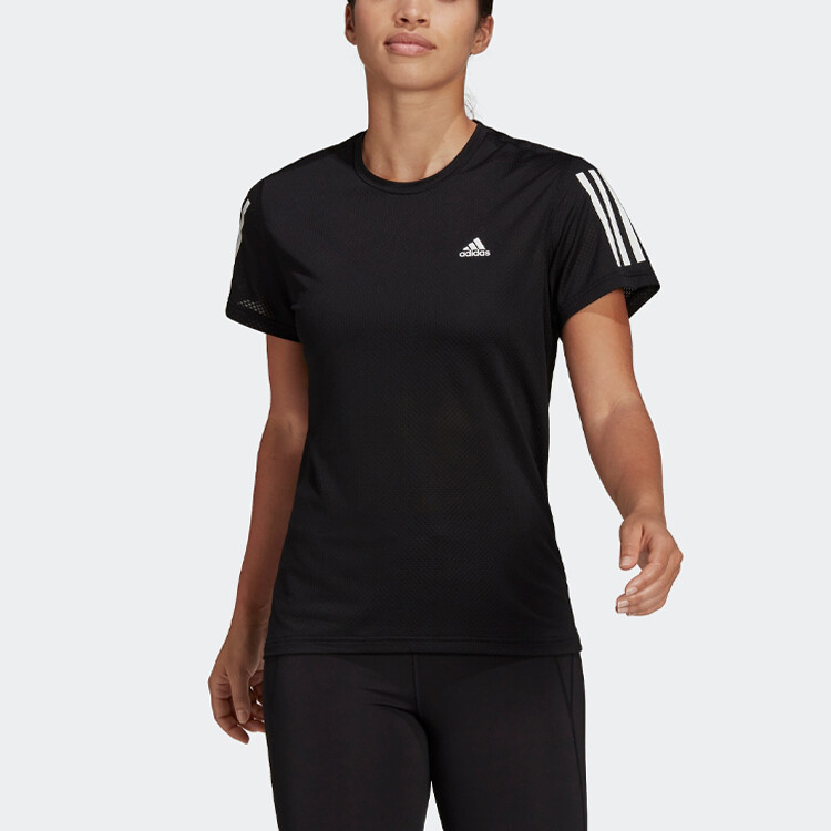 Женская футболка The Run Cooler, черная Adidas — фото 2
