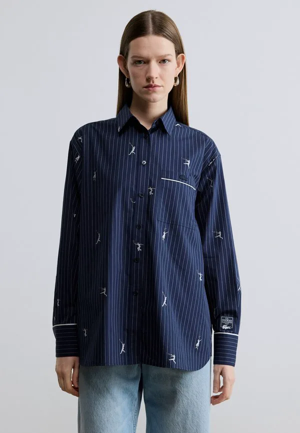 Блузка Lacoste на пуговицах, Navy Blue/White