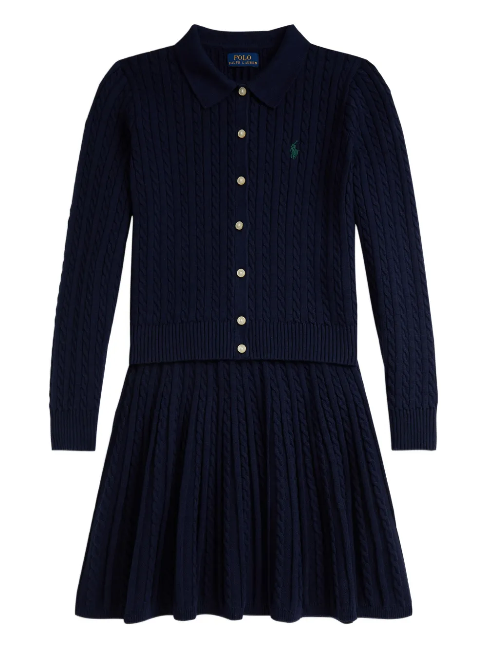 

Платье фактурной вязки с воротником поло POLO RALPH LAUREN KIDS, синий