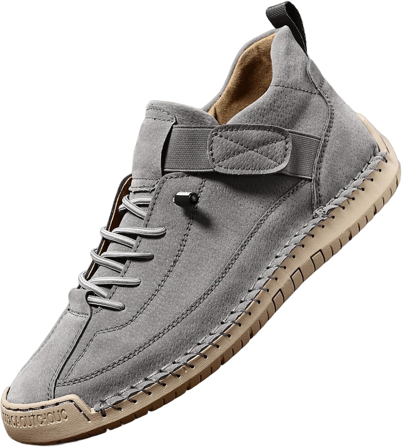 

Мужские кожаные ботинки-чукка на щиколотку, ручная работа, удобная кожаная обувь, слипоны с мягкой ортопедической поддержкой для походов, кемпинга и вождения Generic, серый