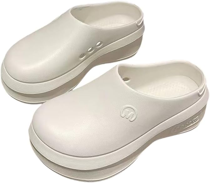 

Женские туфли на платформе однотонного цвета, для дома и улицы с отверстиями, дышащие и противоскользящие, для работы на кухне Hhhchpm, белый