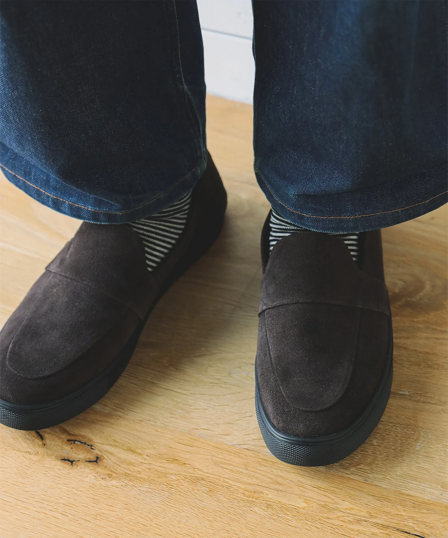 Унисекс лоферы из водонепроницаемой велюровой кожи SEAM.SHOES BEAMS JAPAN тёмно-коричневые