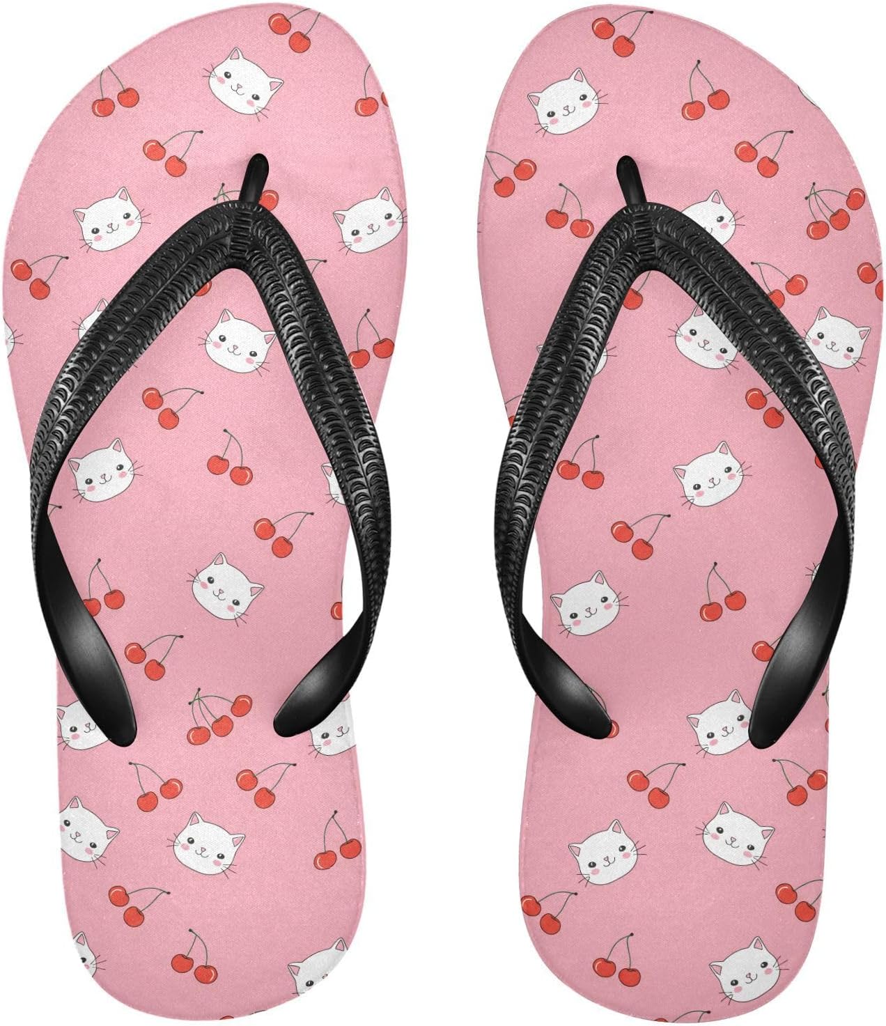 

Милые белые кошки Розовые вьетнамки с вишней Летние пляжные повседневные сандалии для женщин и мужчин Душевые тапочки 20861736 Kfbe