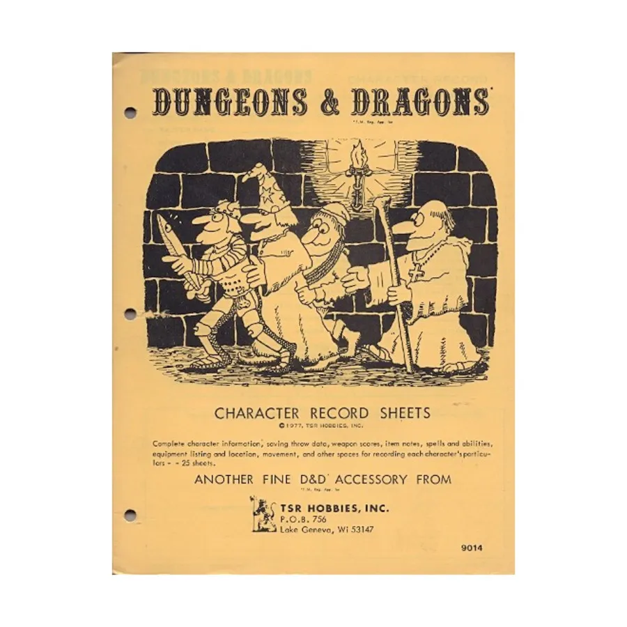 

Character Record Sheets (1977 Pad Edition, 2nd Printing), Basic Dungeons & Dragons (Original Edition) - Sourcebooks & Accessories, мягкая обложка