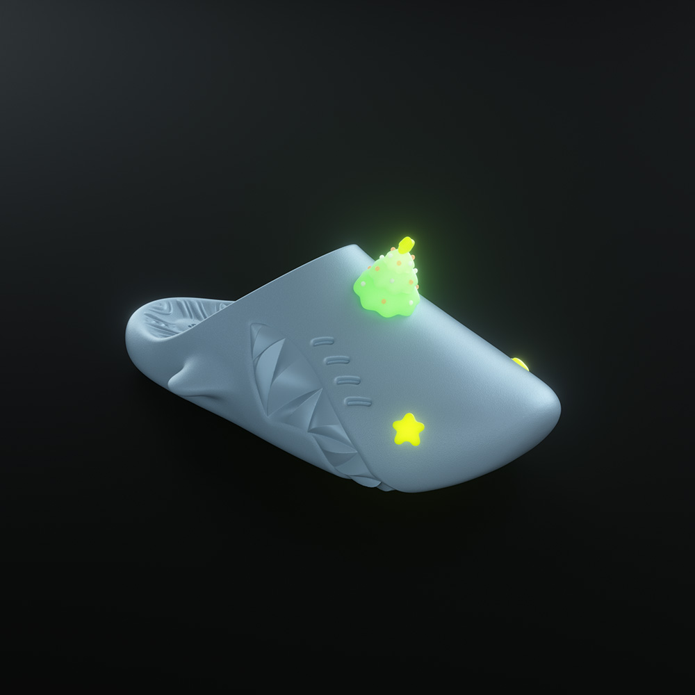 HelloSlippers Sharkicks мюли с рождественскими елками, закрытые тапочки унисекс черные, цвет Black — фото 4