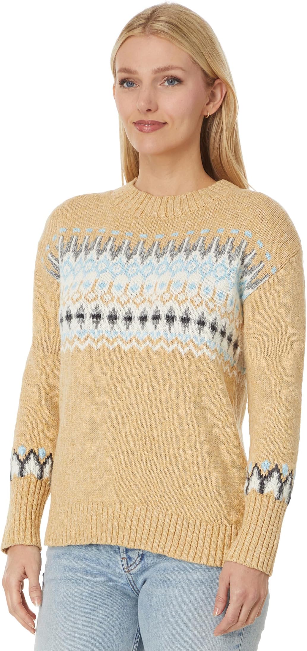 

Свитер L.L.Bean Cotton Ragg Crew Neck Fair Isle, цвет Katahdin Khaki Fair Isle