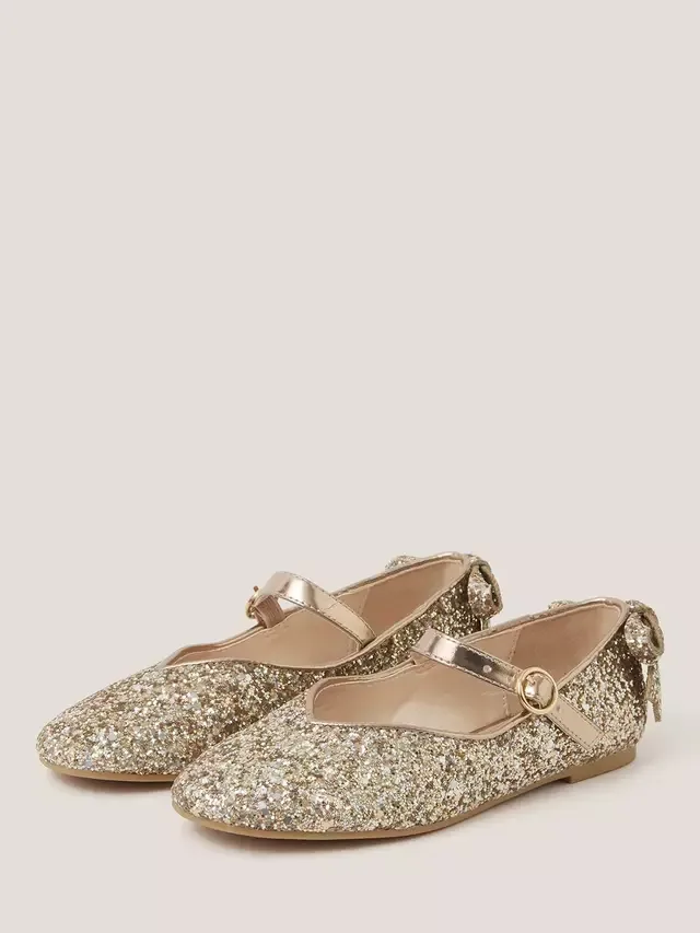 Детские балетные туфли с блестками Monsoon, Rose Gold — фото 2