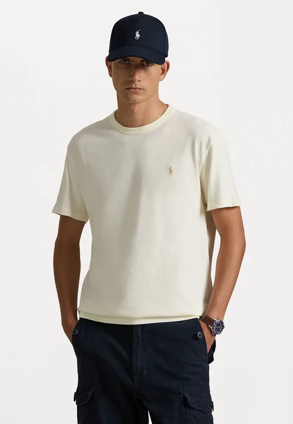 Классическая трикотажная футболка с круглым вырезом, базовая футболка Polo Ralph Lauren, Clubhouse Cream