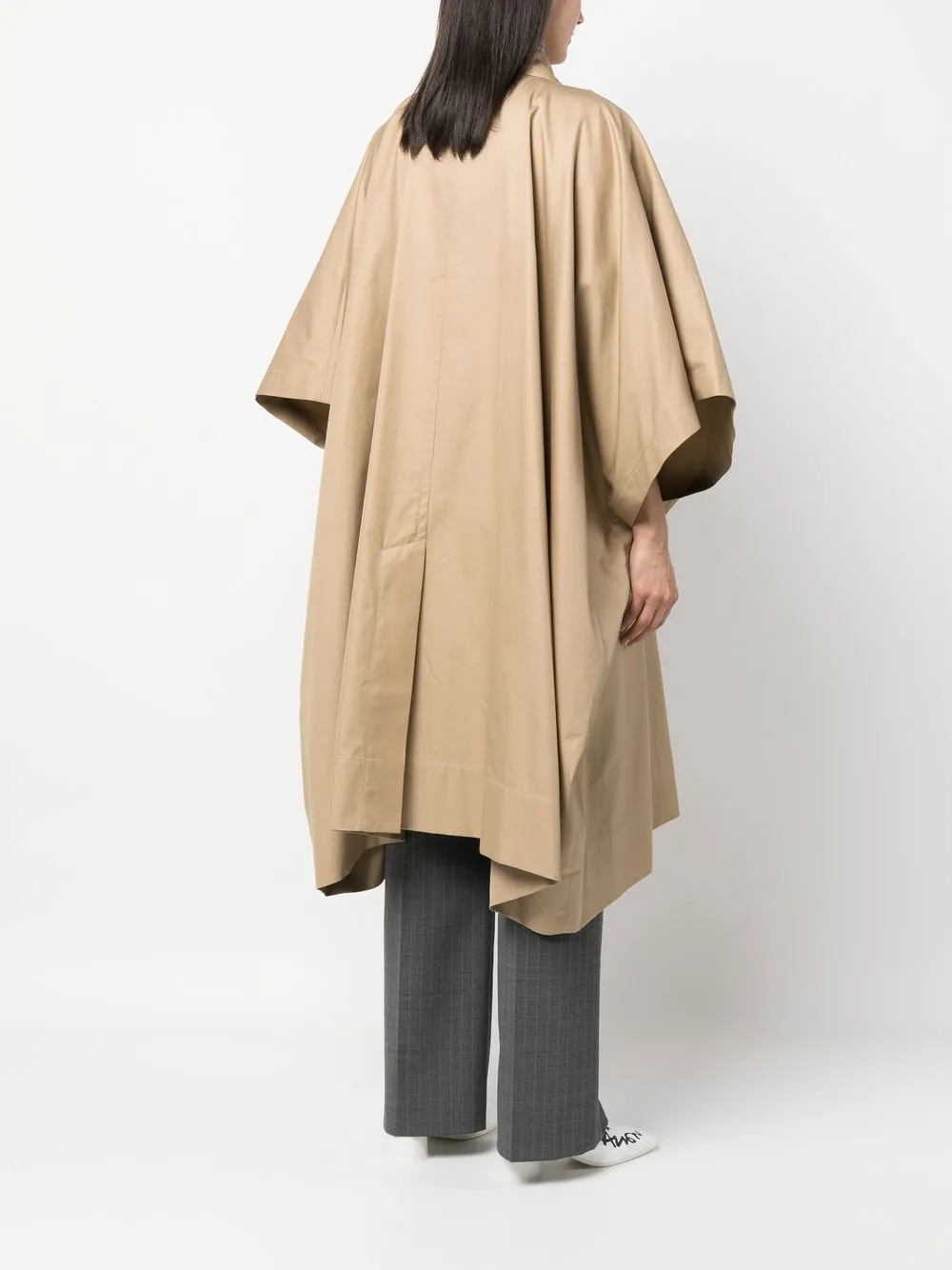 Однобортный тренч MM6 Maison Margiela, нейтральный — фото 4