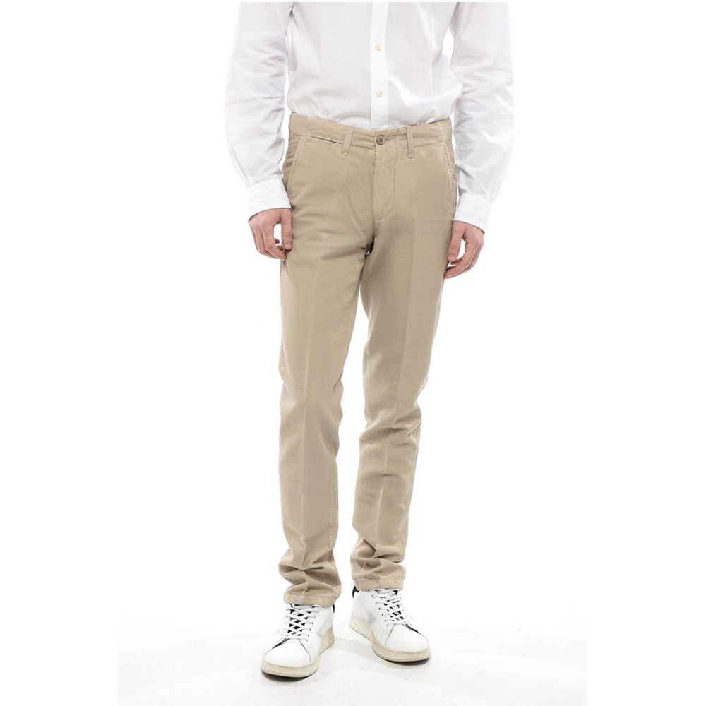 

Льняные и хлопковые брюки-чинос с шлевками для ремня Corneliani, Beige