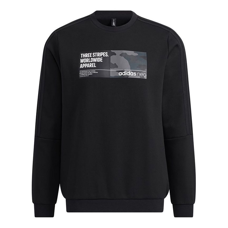 

Худи Men's adidas neo Sw Gr Dk Swt Funny Printing Sports Round Neck Pullover Black H45173