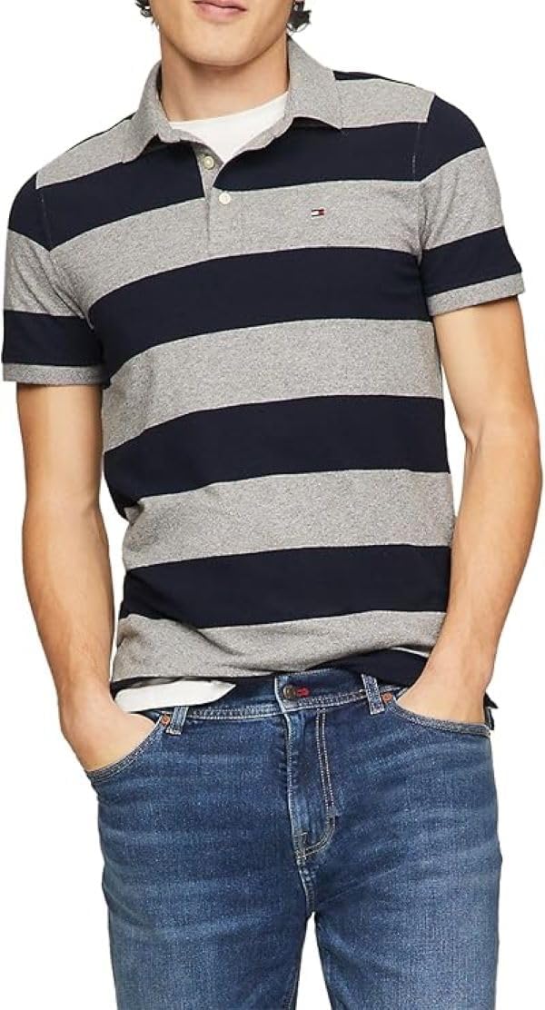 

Мужские поло Tommy Hilfiger с коротким рукавом, классического кроя, с эластичными вставками и флагами, Grey