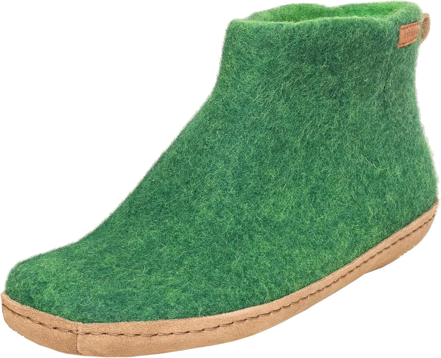 Войлочные тапочки Magicfelt Hat EO 730 из чистой мериносовой шерсти - для женщин и мужчин Туфли из шерсти на кожаном каблуке и анатомической подставке, цвет Jungle