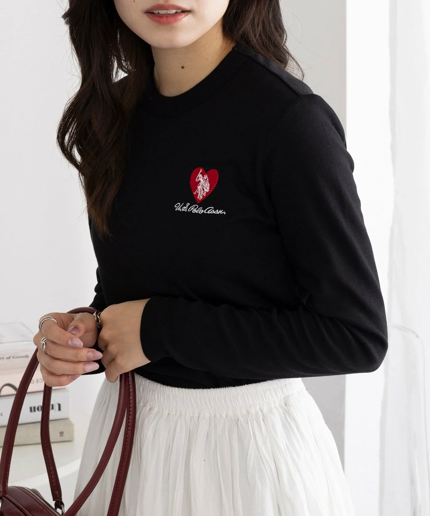 Футболка с длинным рукавом и вышивкой в виде сердца от US POLO ASSN./Beauty Smooth. U.S. Polo Assn., BLK — фото 3