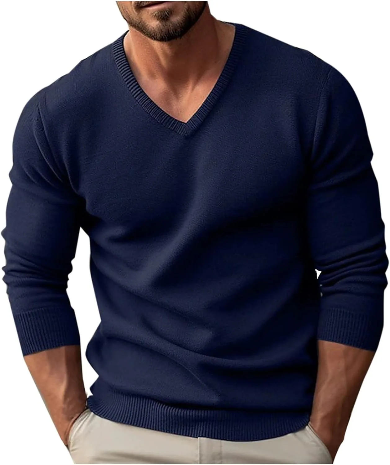 

Мужской свитер с v-образным вырезом slim fit