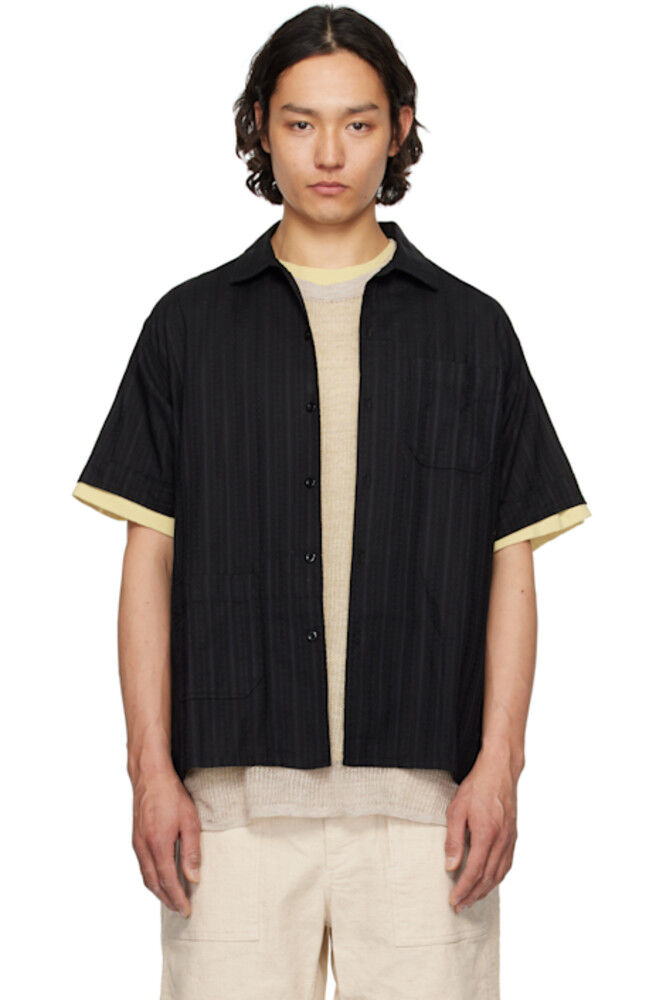 

Черная полосатая жаккардовая рубашка Camp Engineered Garments