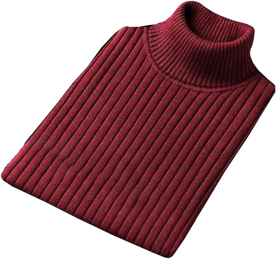 

Мужской свитер Slim Fit с длинным рукавом и воротником-стойкой, полосатый, для зимы