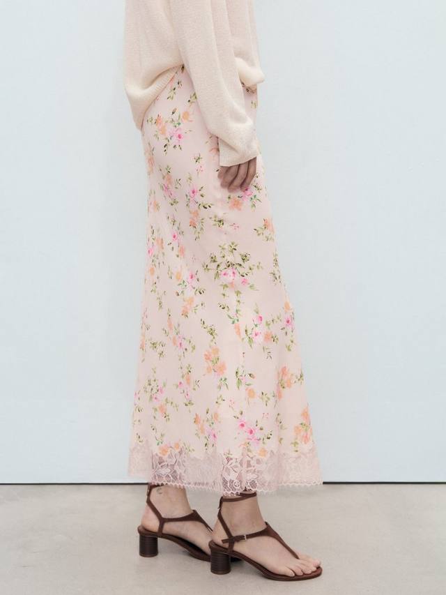 

Короткая юбка миди Christy с цветочным принтом Mango, Pastel Pink