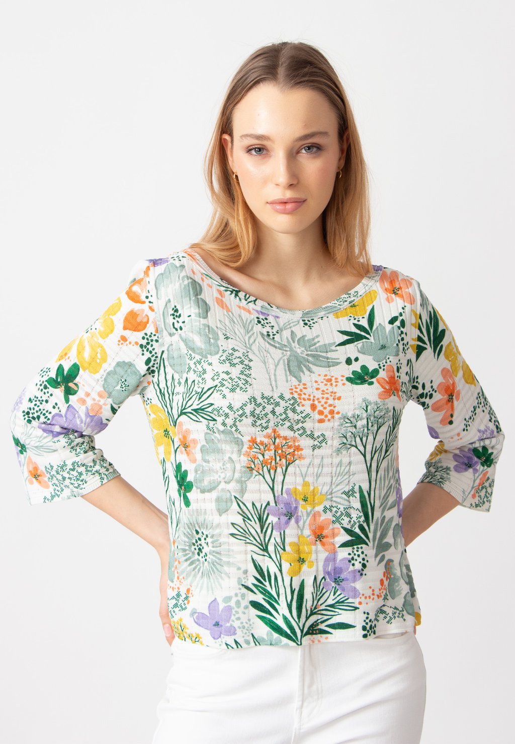 

Топ с длинными рукавами BOAT NECK FLORAL Ivko, белый