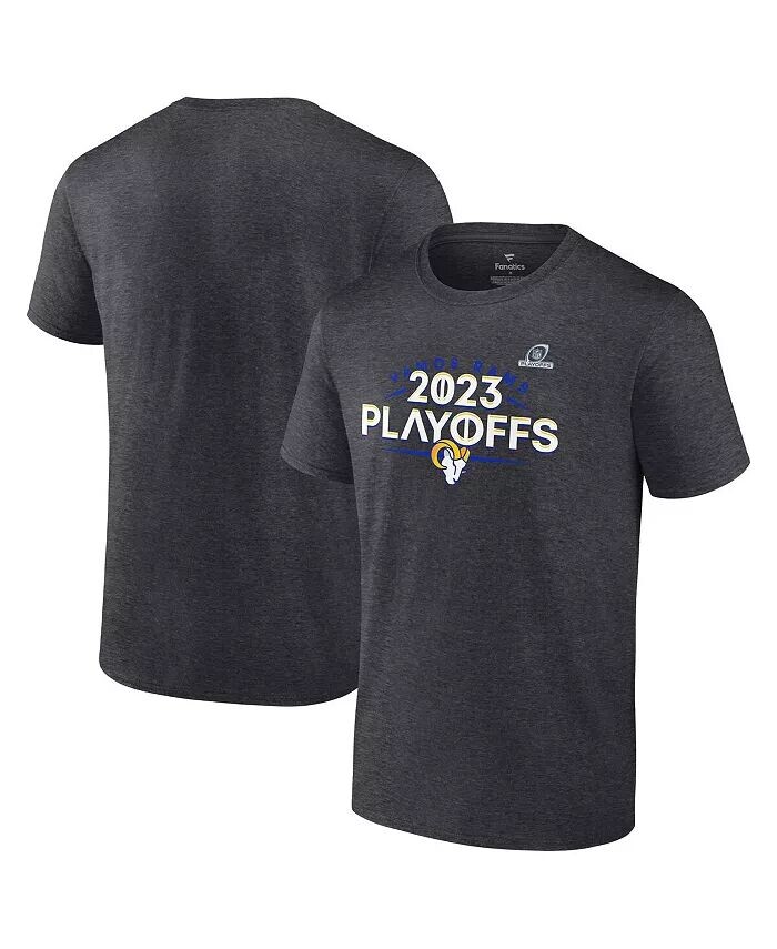 

Мужская футболка Heather Charcoal Los Angeles Rams с плей-офф НФЛ 2023 Fanatics, черный