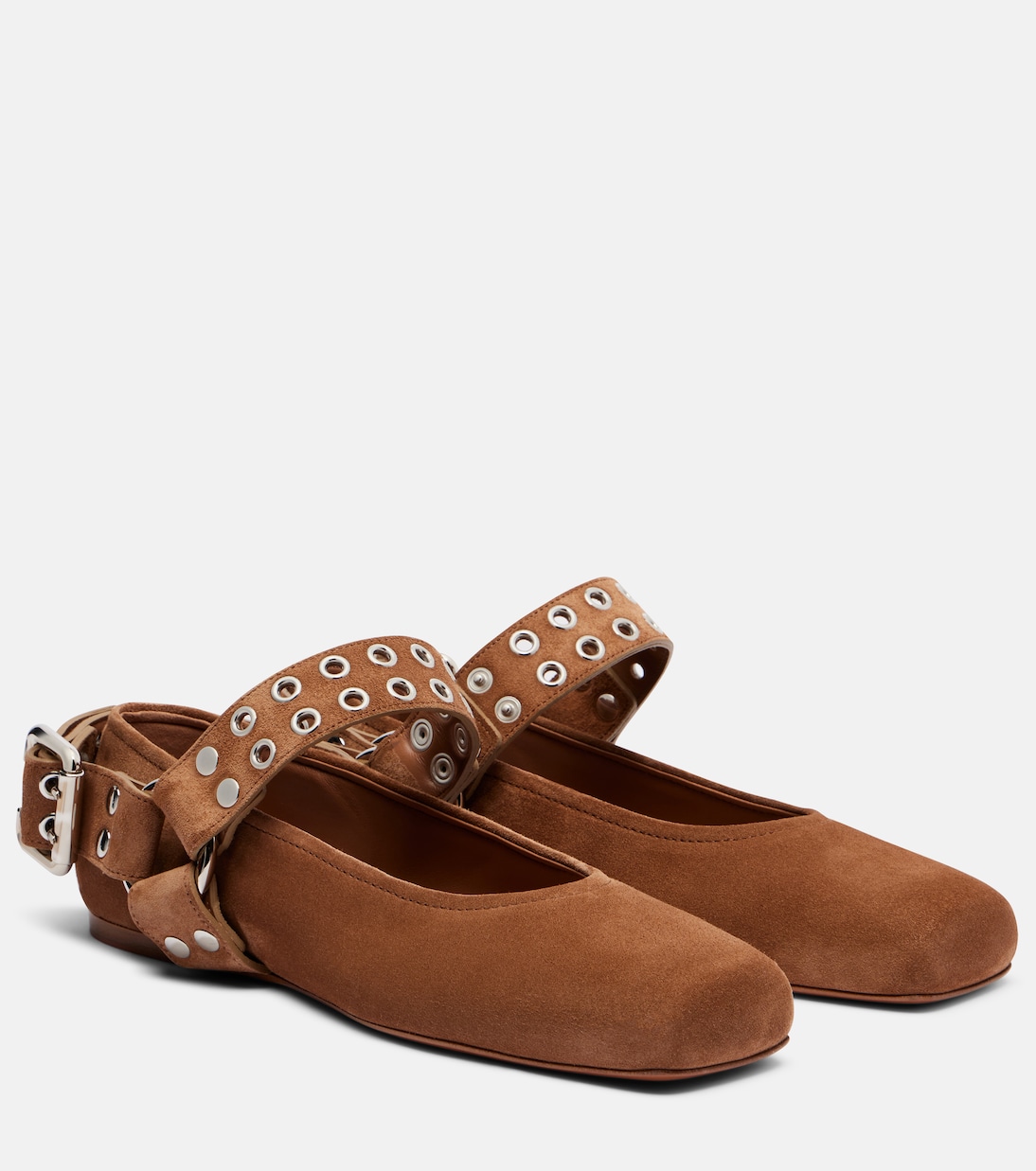 Байкерские замшевые балетки Мэри Джейн Alaïa, Terre D'Ombre