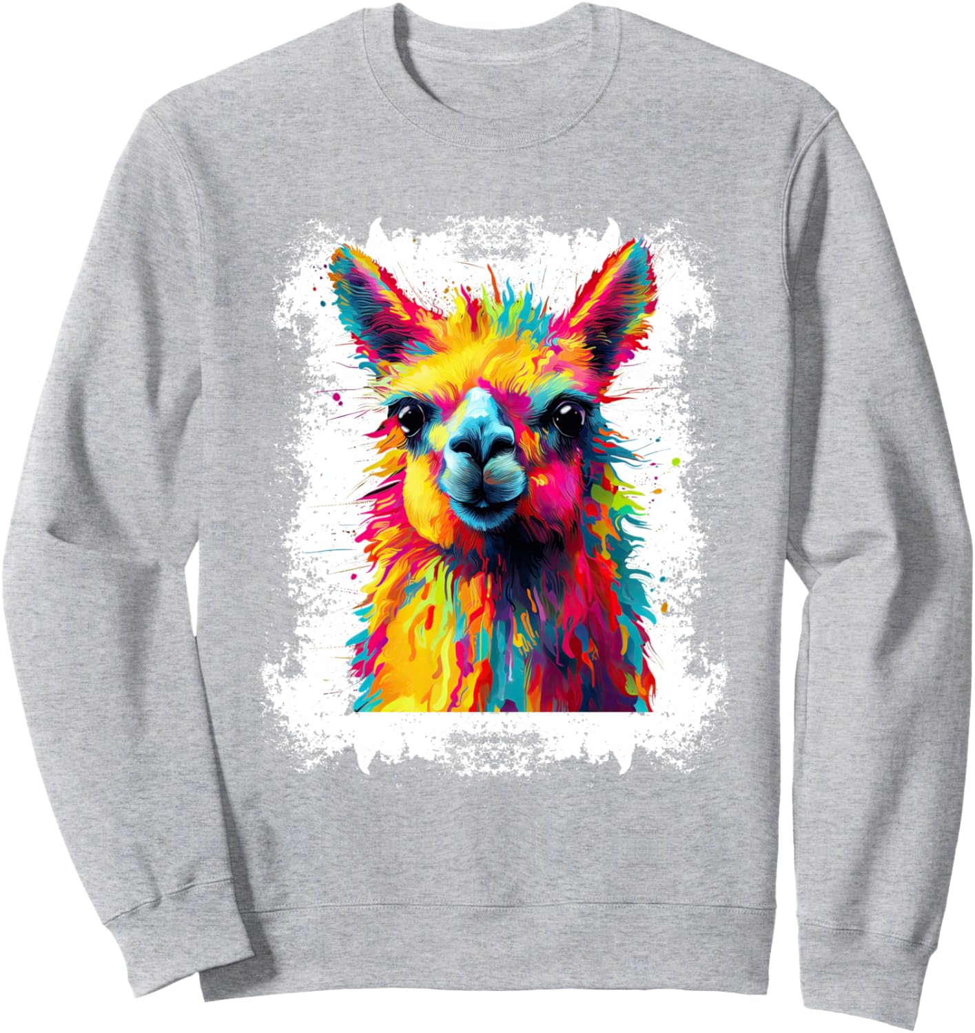 

Толстовка с изображением милой ламы и портретом альпаки, выполненным маслом Oil Print Animals, серый