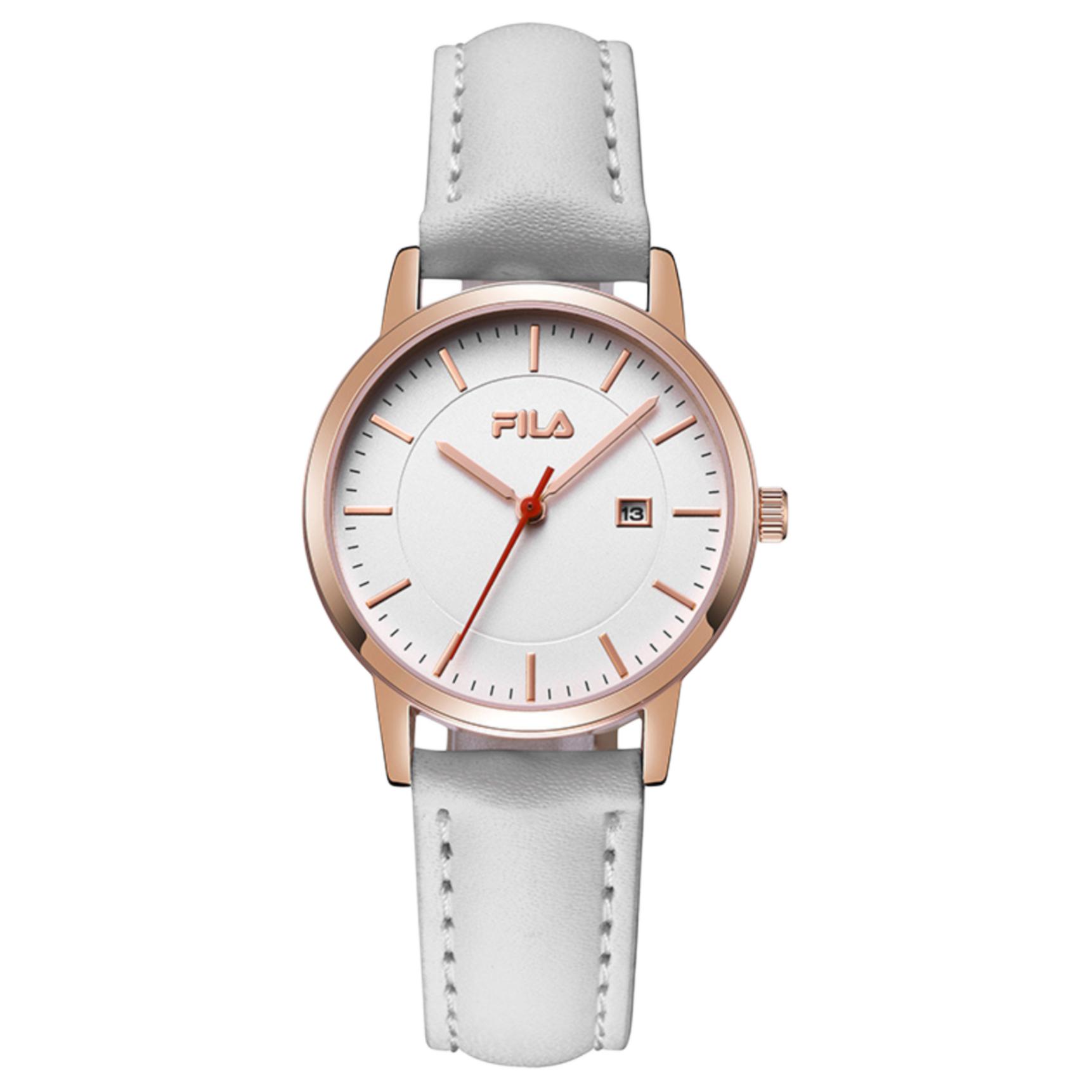 

Наручные часы кварцевый механизм кожаный ремешок белый циферблат женские часы FILA