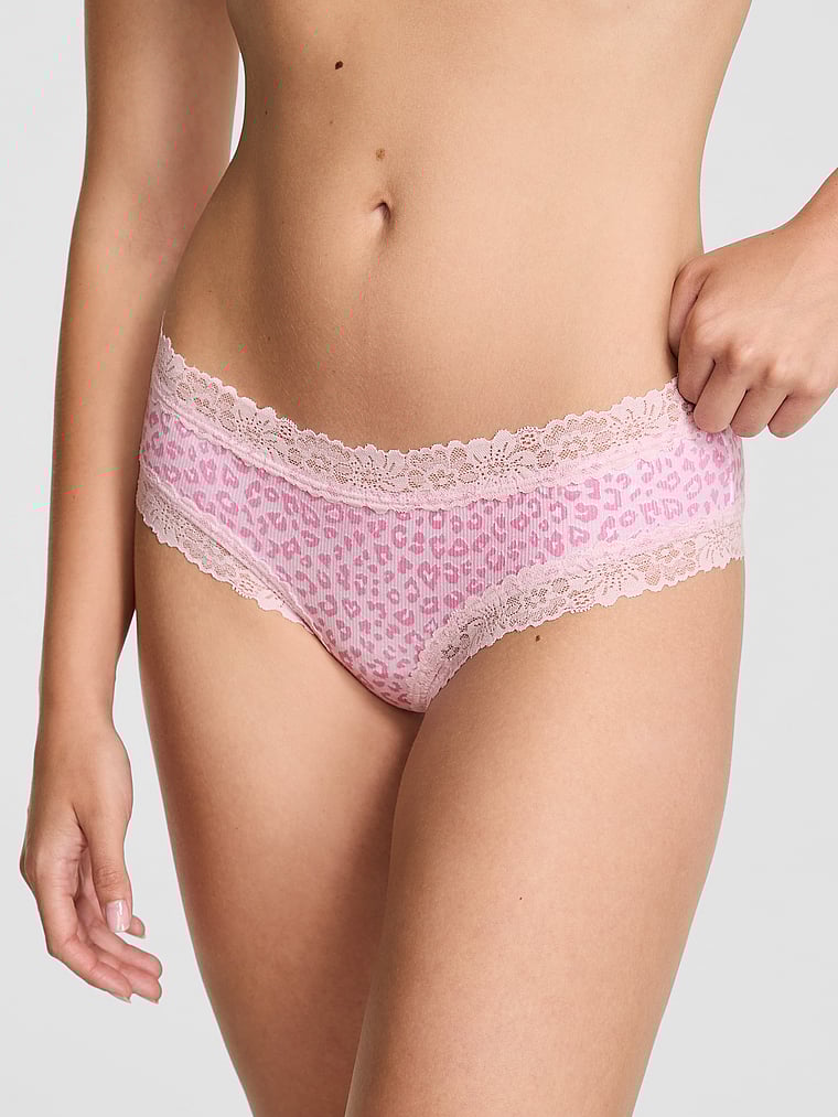 

Кружевные трусики Wink с дерзкой отделкой Pink, lace trim hushed lilac leopard print