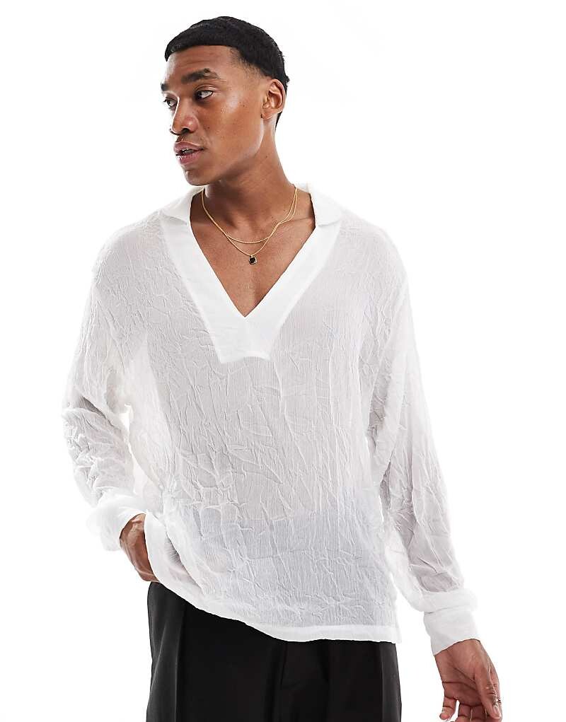 

Белая прозрачная рубашка-комбинация ASOS DESIGN