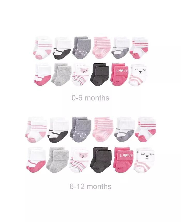 

Хлопковые махровые носки Baby Girls Grow with Me,, 0–6 и 6–12 месяцев Hudson Baby, розовый