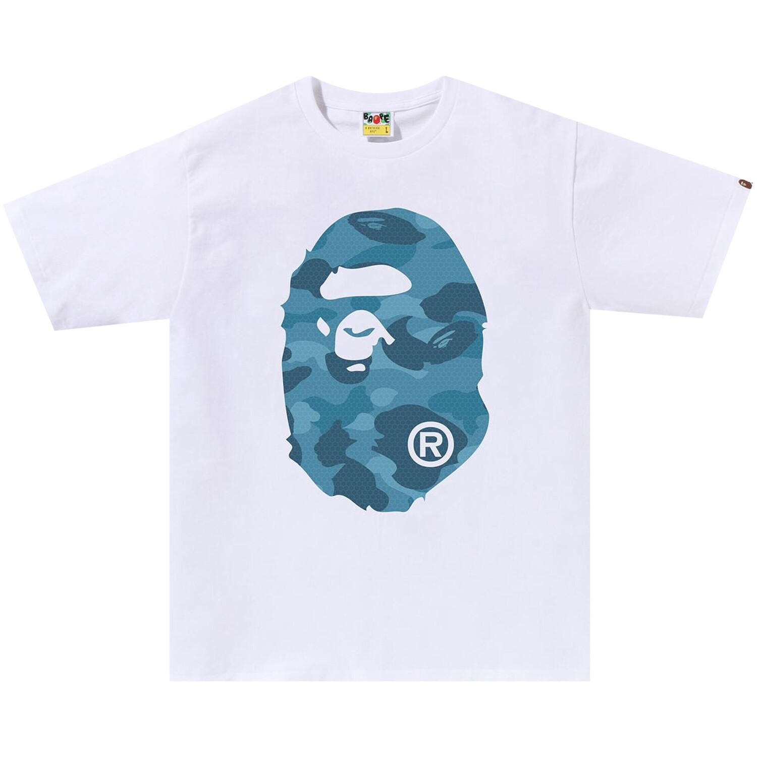 

Футболка BAPE Honeycomb Camo Big Ape Head, Белый/Синий