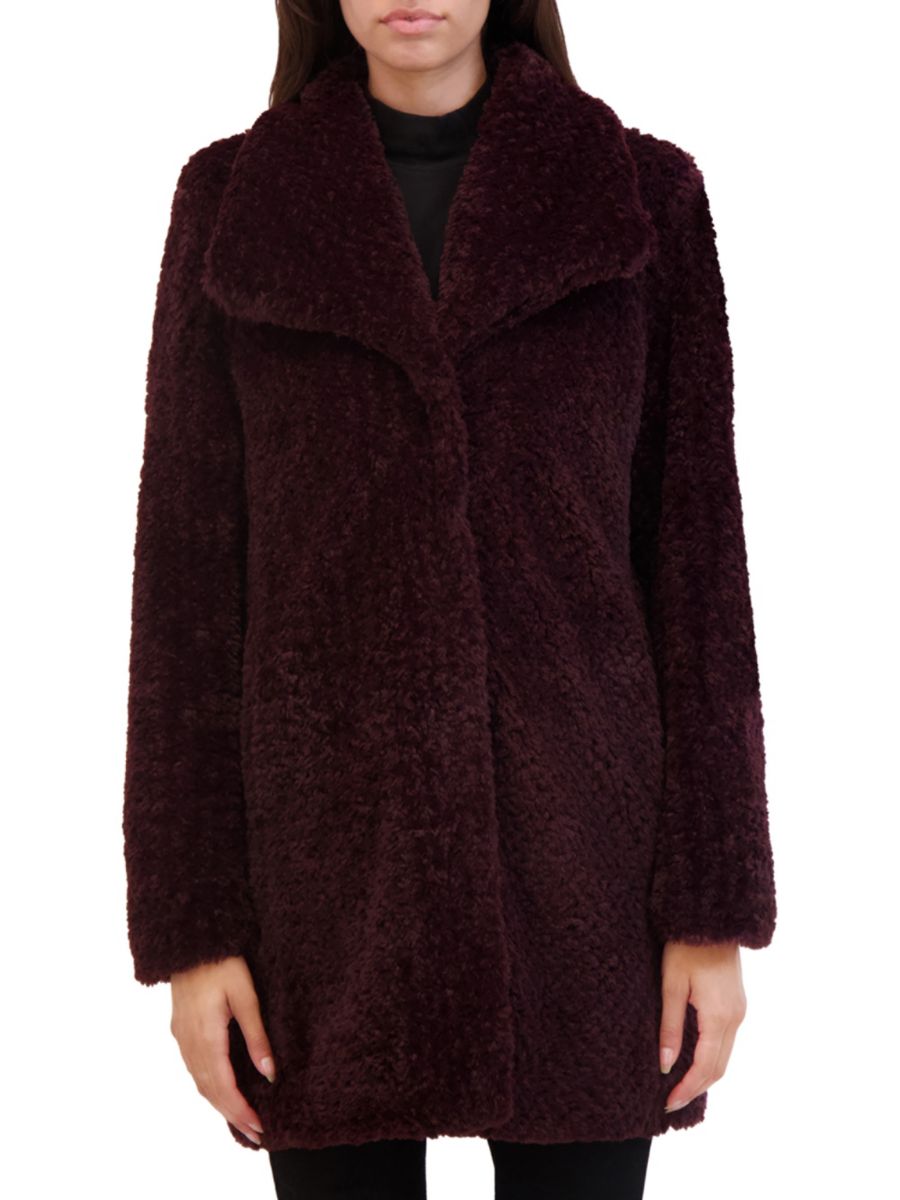 

Длинное плюшевое пальто Kenneth Cole, бордовый, Красный, Длинное плюшевое пальто Kenneth Cole, бордовый