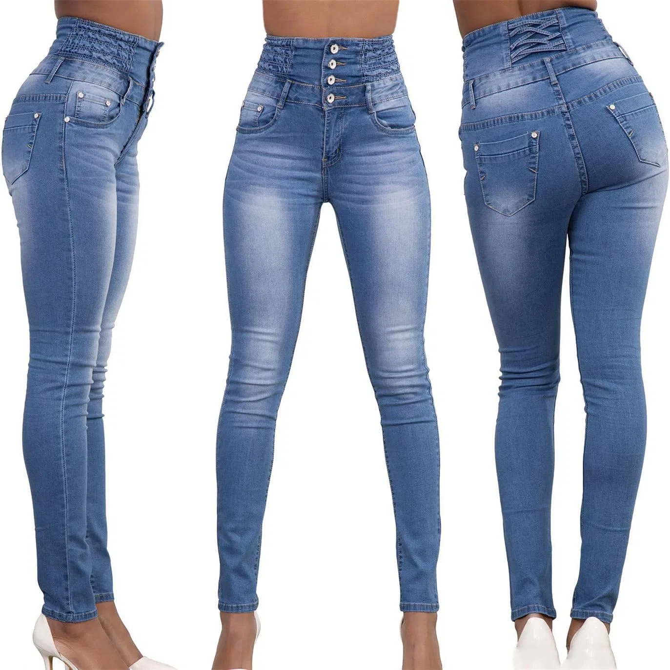 Джинсы скинни с эффектом подтяжки ягодиц, Light Blue — фото 4