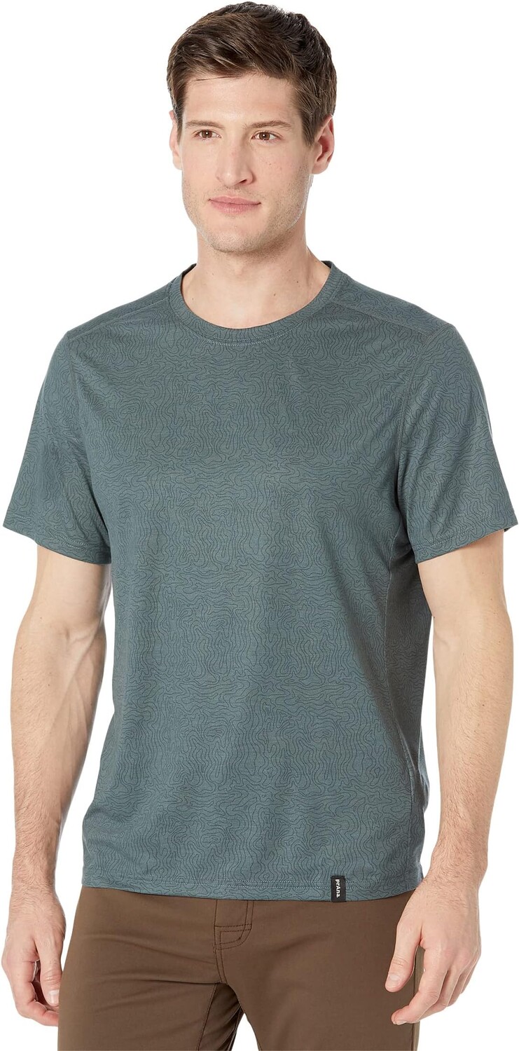

Футболка Prana Prospect Heights Graphic Short Sleeve Standard Fit, цвет Grey Blue Topo