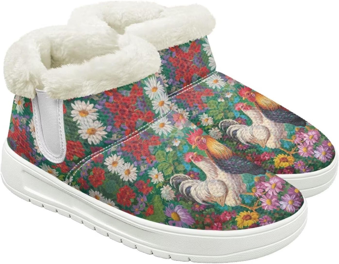 

Зимние ботинки для женщин и мужчин, пушистые снежные ботинки с флисовой подкладкой и тянущимся верхом Cugasmaru, Rooster