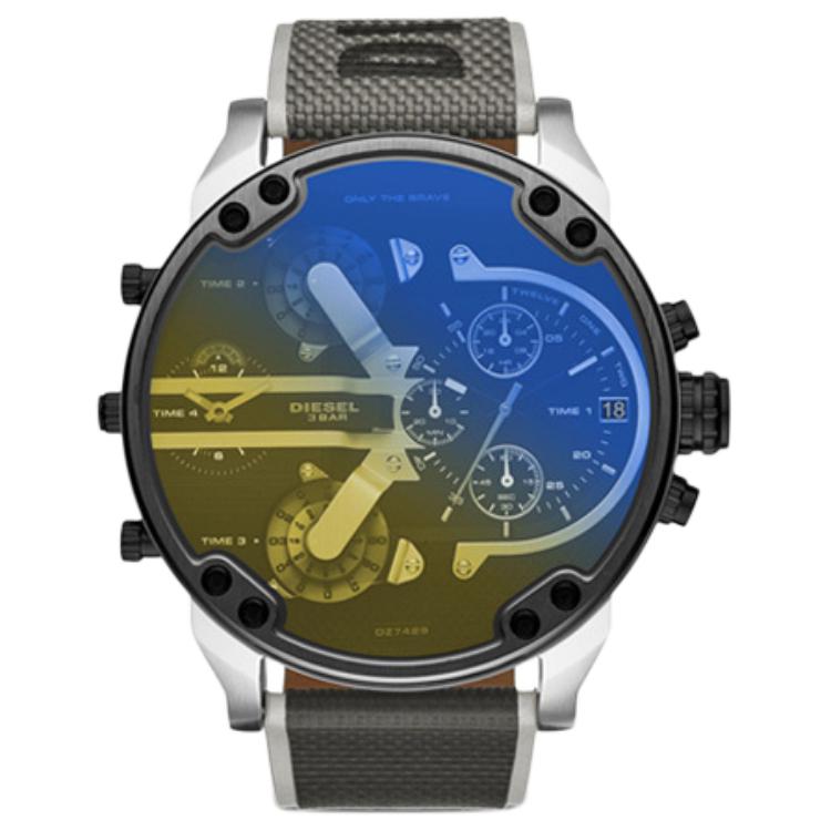 

DIESEL Часы MR. DADDY Collection Wrist Watch Quartz Movement Leather Watch Bands Black Dial Men's Watch, Black