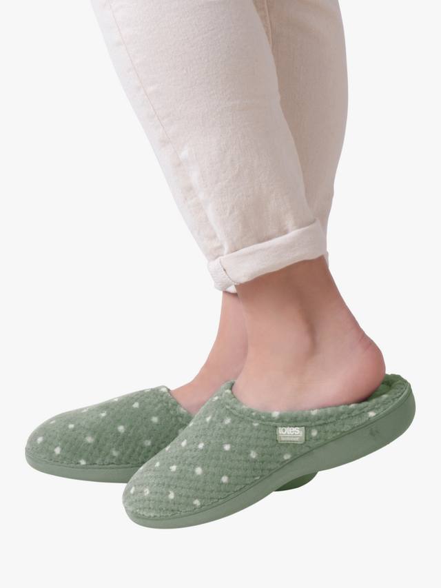 Женские тапочки из махрового мула isotoner для попкорна totes, цвет Sage Green — фото 2
