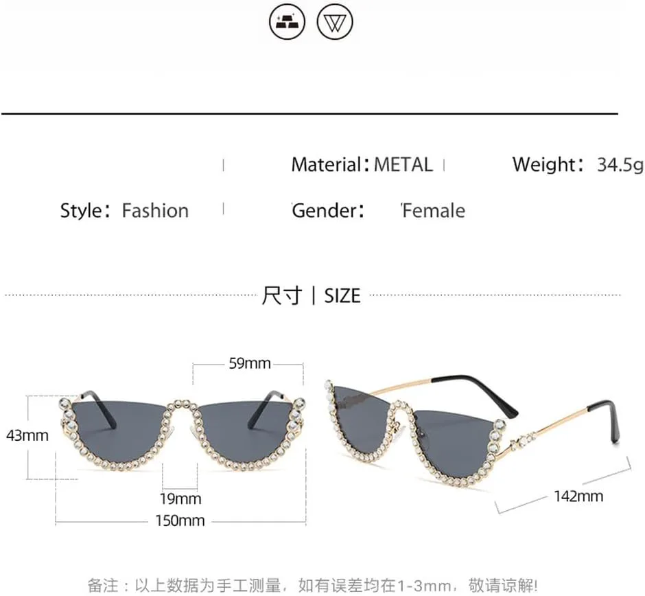 

Винтажные круглые солнцезащитные очки с бриллиантами для женщин, полуовальные, с кристаллами, в стиле ретро, ​​солнцезащитные очки со стразами HDUBFY, D3