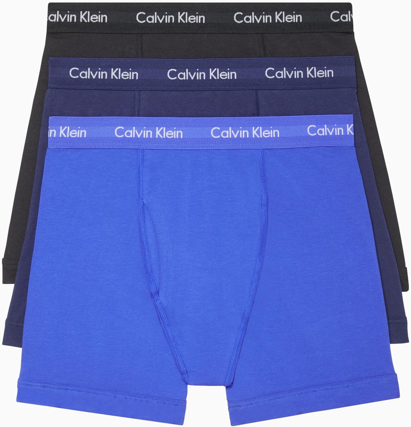 

Комплект из 3 мужских трусов-боксеров Calvin Klein из хлопка и эластичного материала, Black, Blue Shadow, Cobalt Water