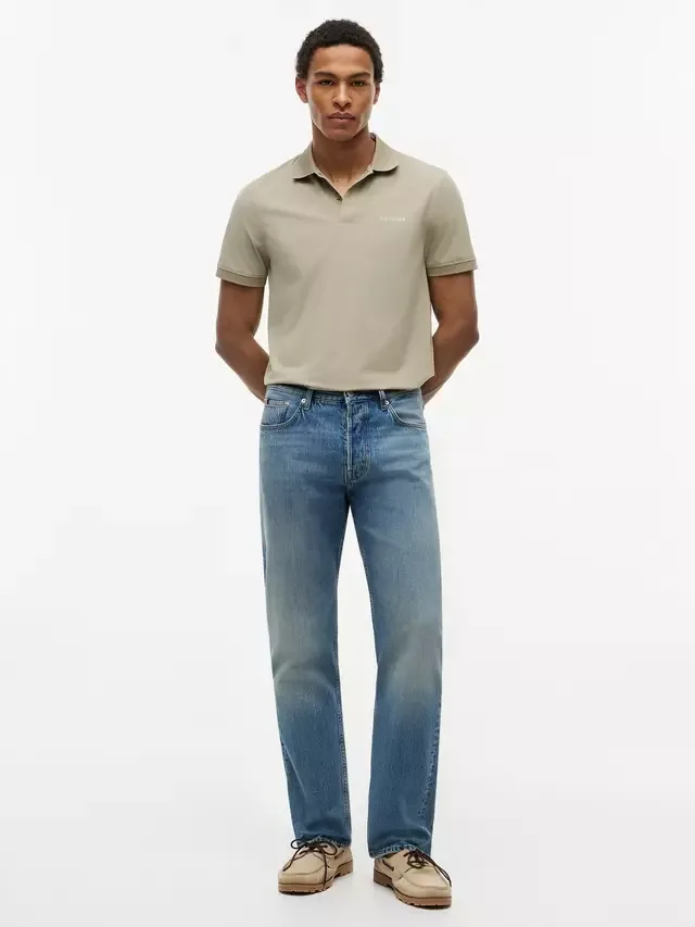 Джинсы свободного кроя с эффектом потертости, средне-синие Tommy Hilfiger — фото 2