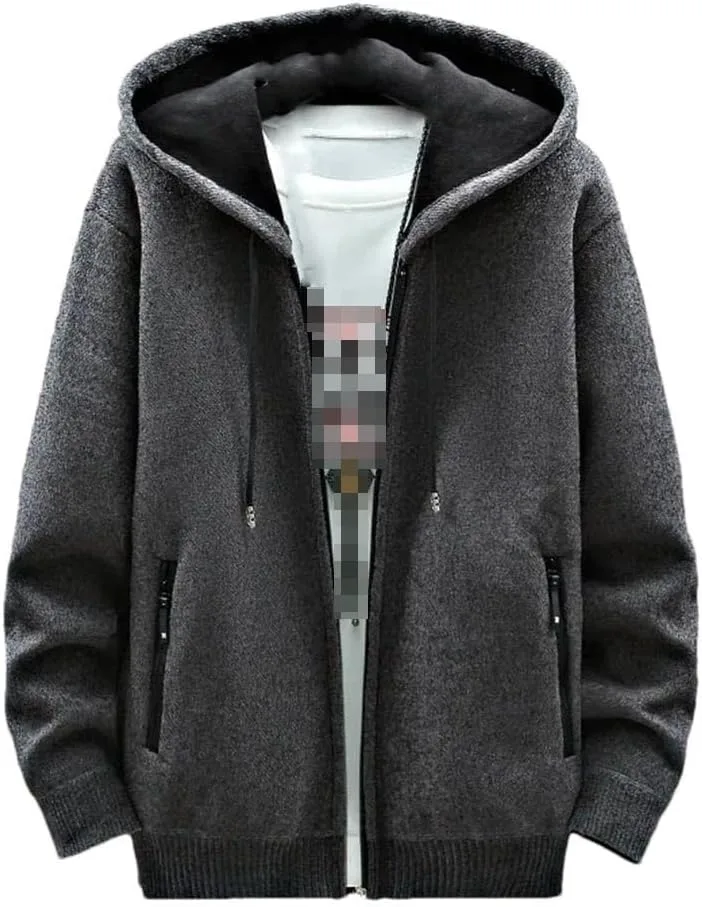 

Мужской зимний вязаный кардиган с капюшоном и молнией Vsadsau