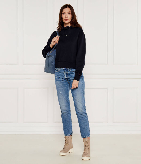 Толстовка женская Tommy Hilfiger короткая с капюшоном, синий — фото 2