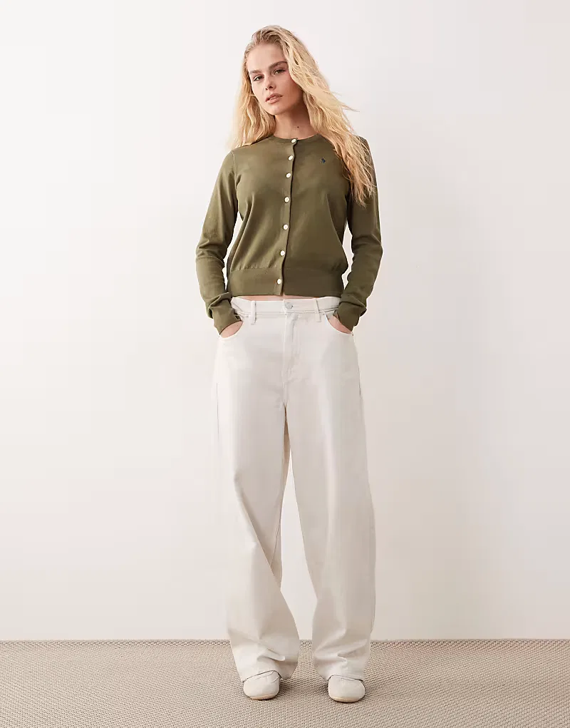 Кардиган Polo Ralph Lauren с логотипом и логотипом из тонкого хлопка пима, зеленый — фото 2