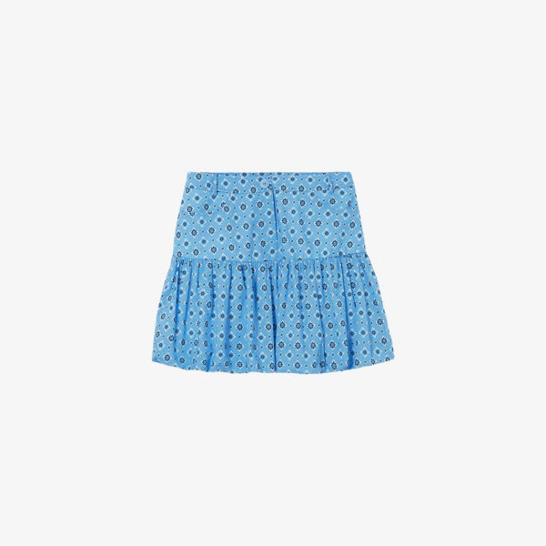 

Мини-юбка из пузырчатого хлопка с принтом Monogram Claudie Pierlot, синий