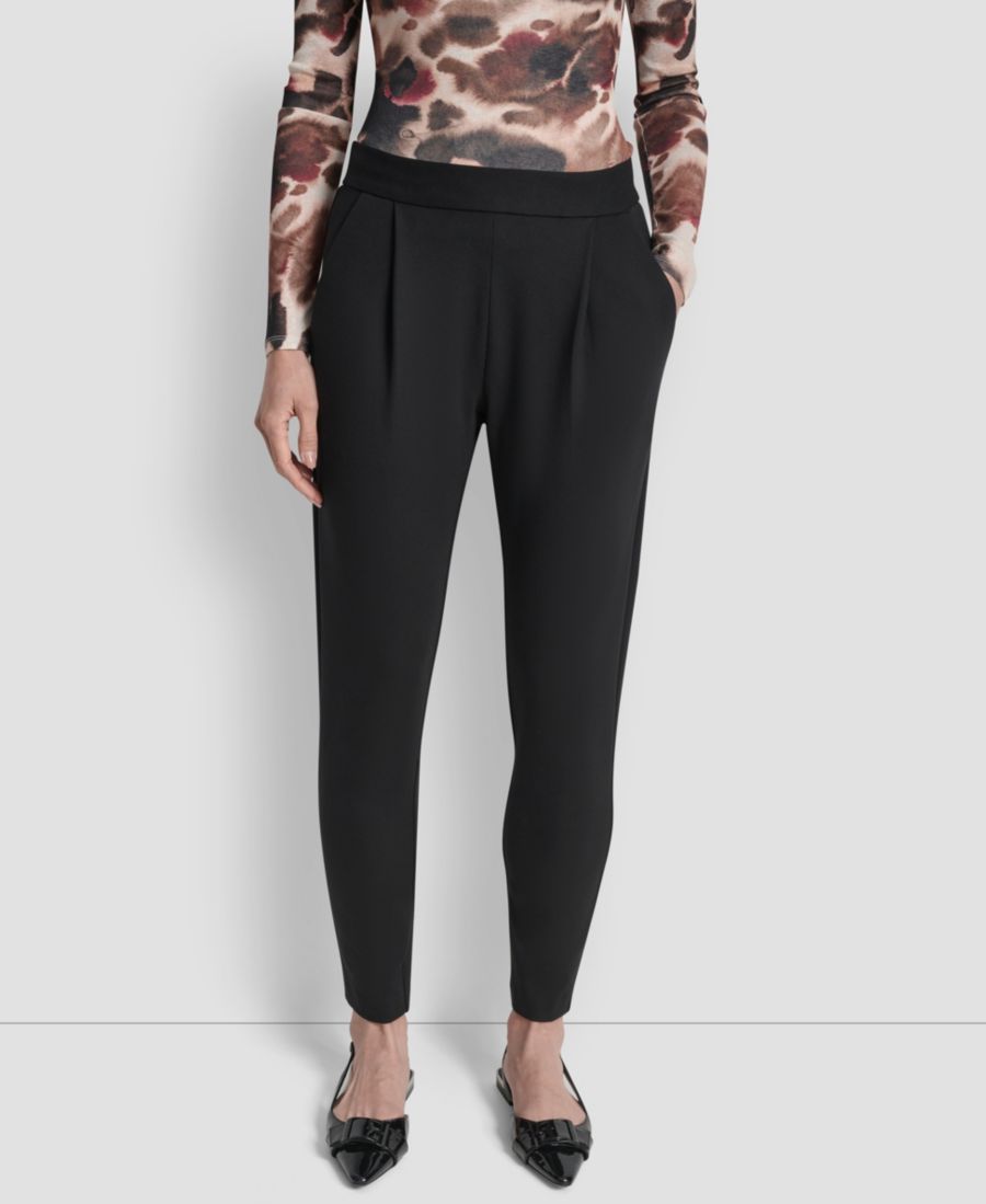 

Женские плиссированные брюки из ткани понте до щиколотки DKNY, Black