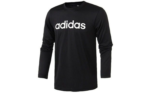 Футболка m logo ls t logo printing sports round neck long sleeves black Adidas, черный — фото 3