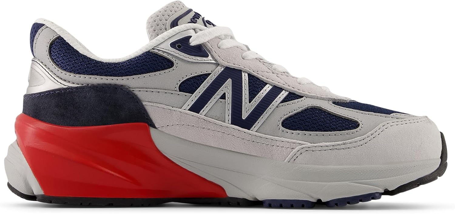 Детские кроссовки New Balance 990 V6 на шнуровке, серый — фото 3