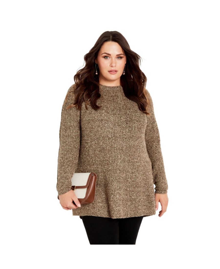 

Женский свитер-туника Tia с закругленным низом больших размеров AVENUE, Espresso